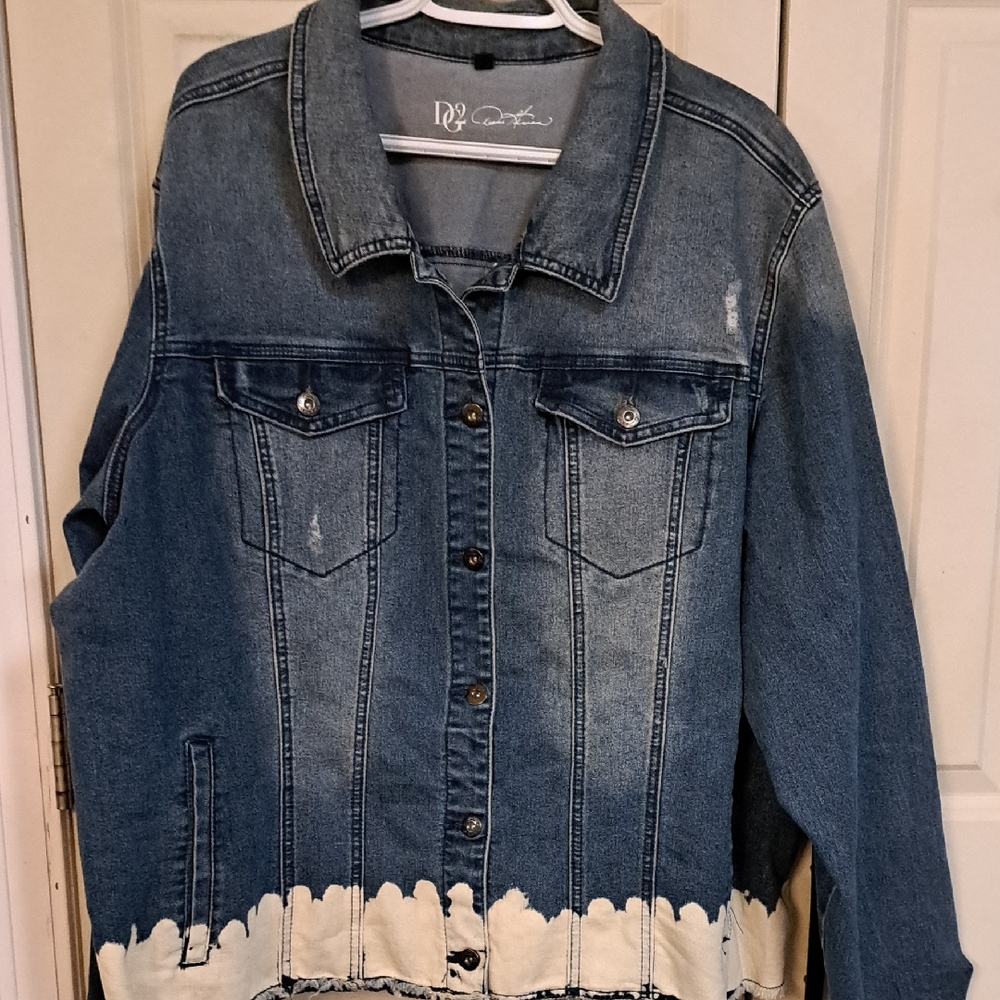 Denim Jacket with Distressed Hem